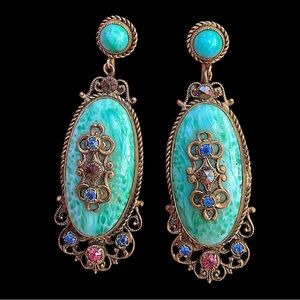 Vintage Victorian Revival Rhinestone Screw Back Earrings